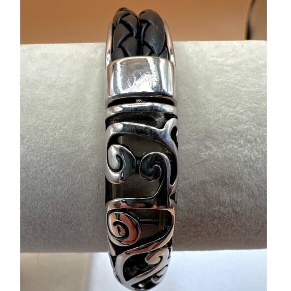 Retro Black Teardrop Pendant Necklace & Silver Bracelet Set   B42 - Picture 11 of 14